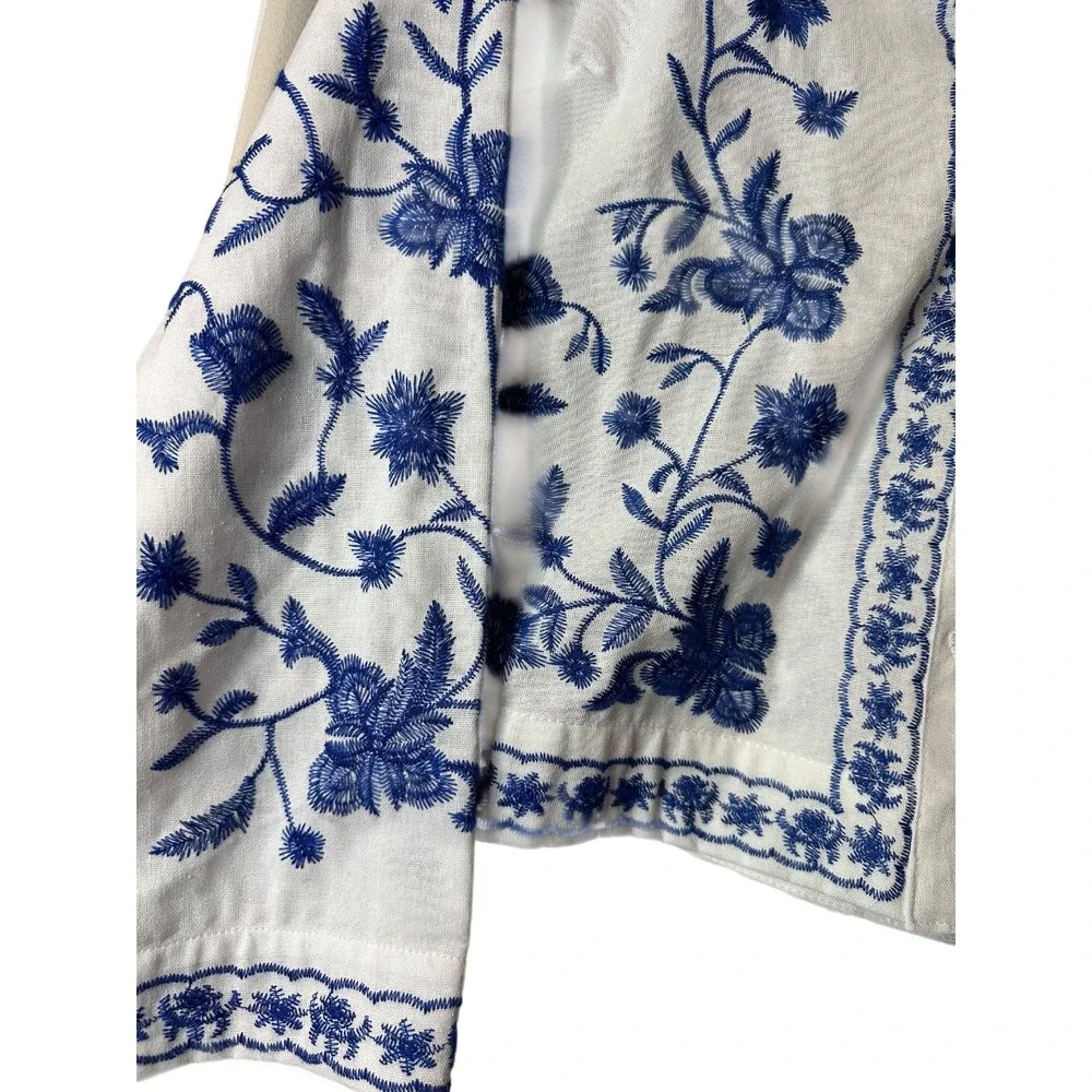 Liv Los Angeles Chic Linen Blend Floral Jacket , NWT size L - Picture 3 of 3